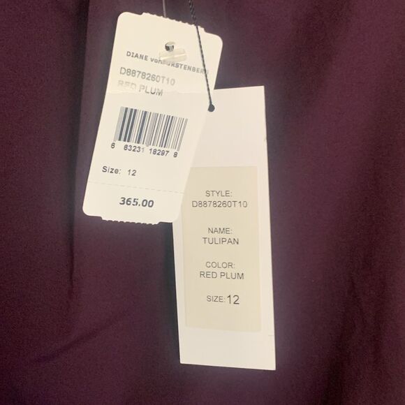 Diane Von Furstenberg Tulipan sleeveless plum ruched midi dress NWT - Picture 5 of 11